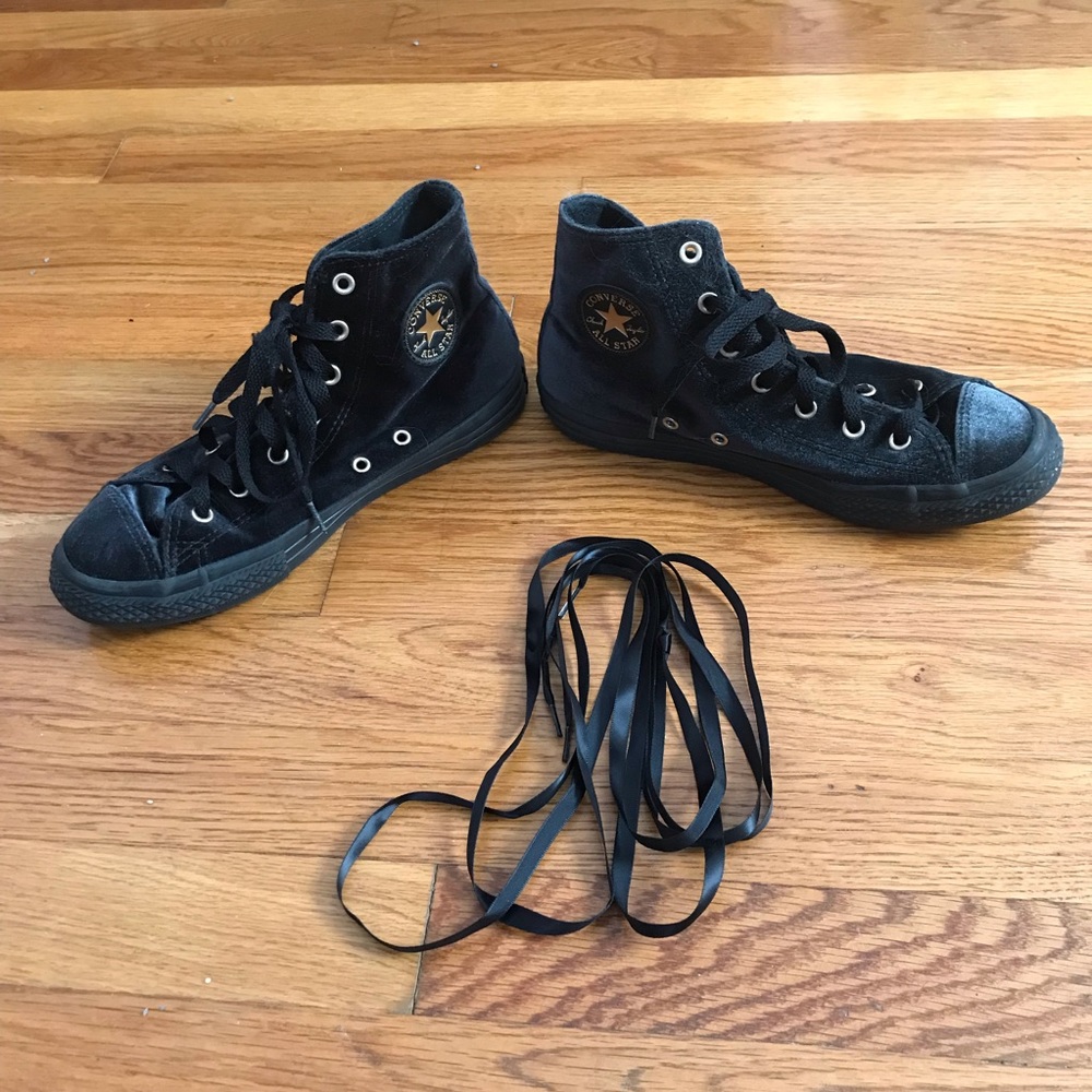 black velvet high top converse